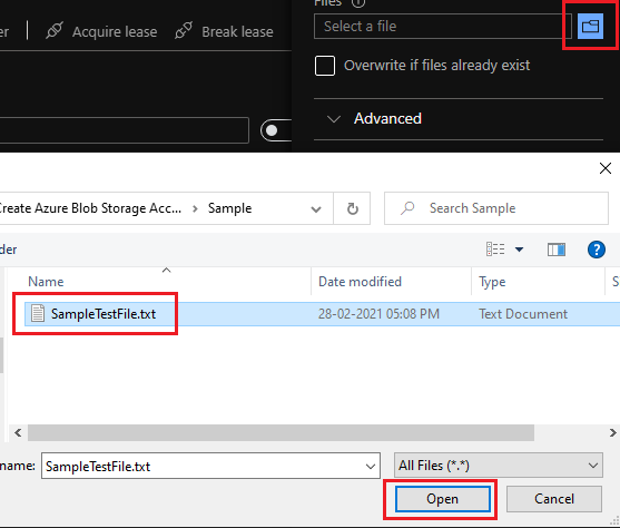 Create Azure Blob Storage Account And Upload A File